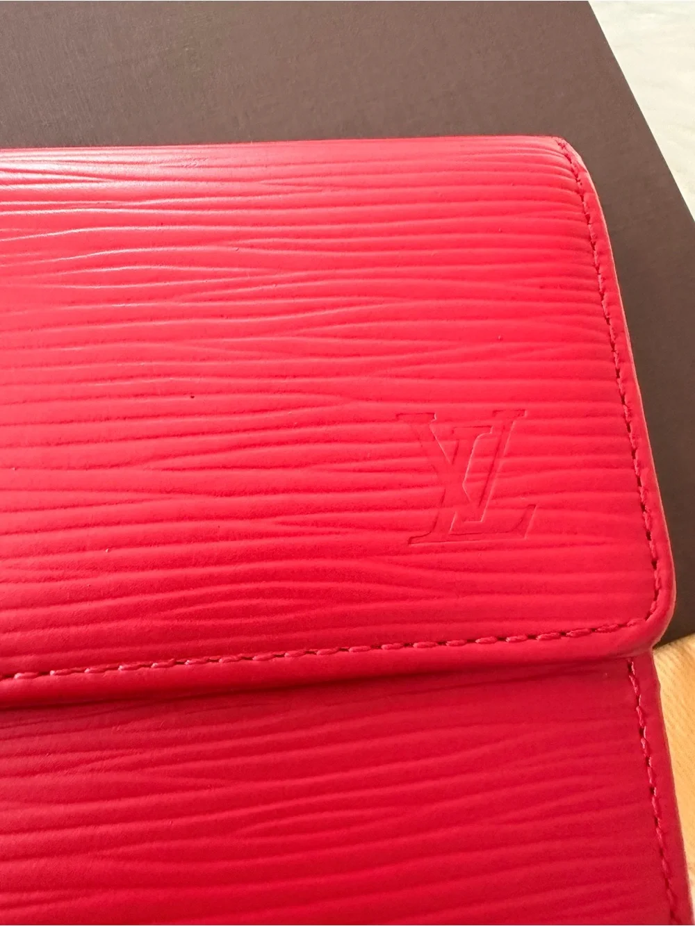Authentic Louis Vuitton Red Textured Women’s Long Wallet